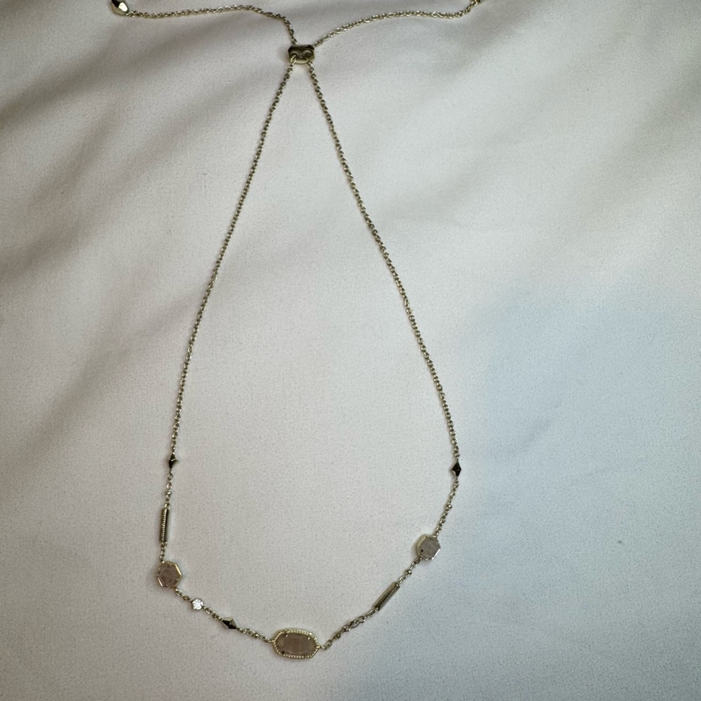 Adjustable Kendra Scott Gold Necklace with Clear Accents